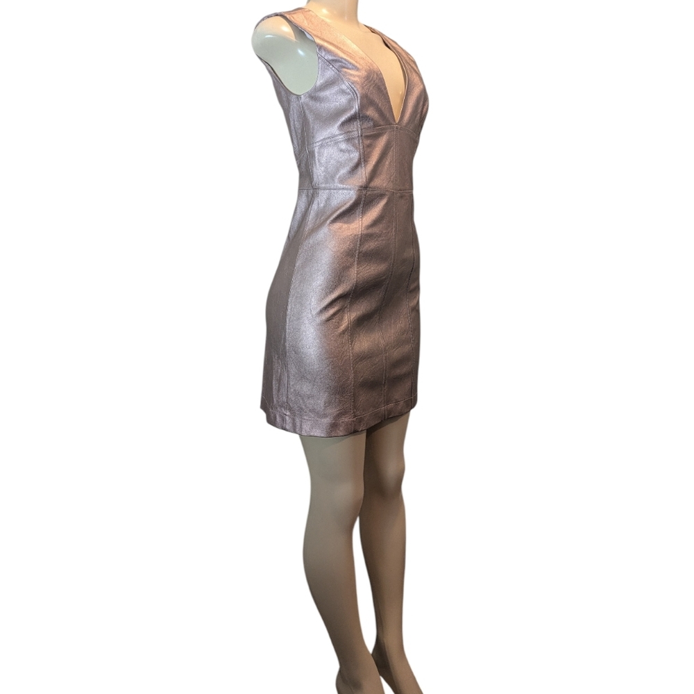 A/X Armani Exchange Metallic Pink Faux Leather Mini Dress Women's Size 2 - Picture 15 of 16